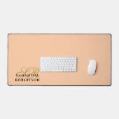 Peach Monogram Stylish Gold Black Minimalist Chic デスクマット (キーボード&マウス)