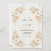 Peach Muted Bohemian Wedding 招待状 (正面)