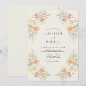 Peach Muted Bohemian Wedding 招待状 (正面/裏面)