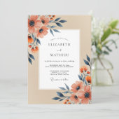 Peach Navy Refined Autumn Wedding 招待状 (スタンド正面)