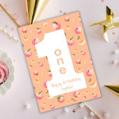 Peach ONE Happy Birthday Card カード