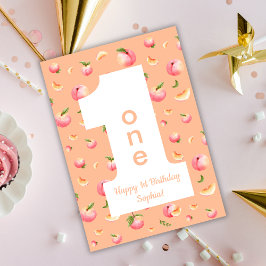 Peach ONE Happy Birthday Card カード