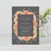 Peach Opulent Floral Wedding 招待状 (スタンド正面)