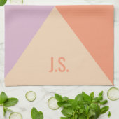Peach Orange And Lavender Geometric Color Blocks キッチンタオル (折り畳み)