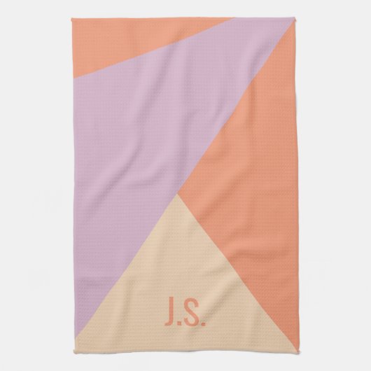Peach Orange And Lavender Geometric Color Blocks キッチンタオル (縦)