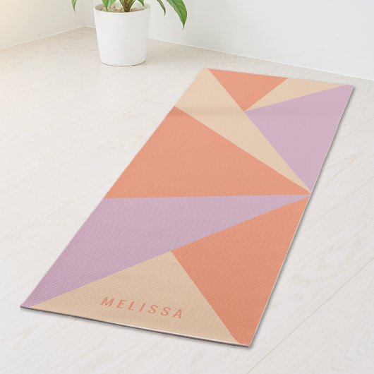 Peach Orange And Lavender Triangle Color Blocks ヨガマット