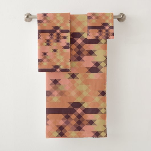 Peach orange burgundy yellow geometric バスタオルセット (インサイチュ)