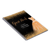 Peach Orange Dress Faux Glitter Quinceanera ノートブック (右側)