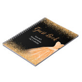 Peach Orange Dress Faux Glitter Quinceanera ノートブック (左側)