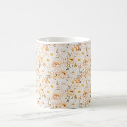 Peach Orange Flowers コーヒーマグカップ (中央)