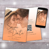 Peach Orange Fuzzフォトスクリプエレガントト結婚の セーブザデート