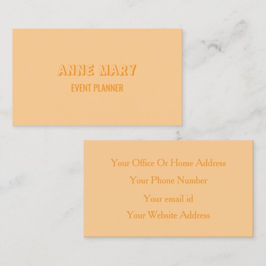 Peach Orange Retro Modern Chic Girly Professional 名刺 (正面/裏面)