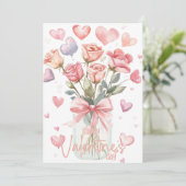 Peach orange rose jar Happy Valentines Day シーズンカード (スタンド正面)