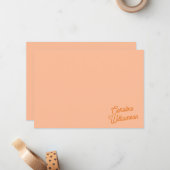 Peach Orange Script Personalized Stationery  ノートカード (正面/裏面インサイチュ)