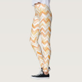 Peach Orange White Zigzag Stripes レギンス (左)