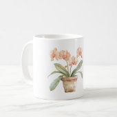 Peach Orchid Flowers コーヒーマグカップ (正面左)