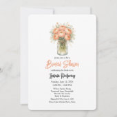 Peach Palette Ranunculus Mason Jar Bridal Shower 招待状 (正面)