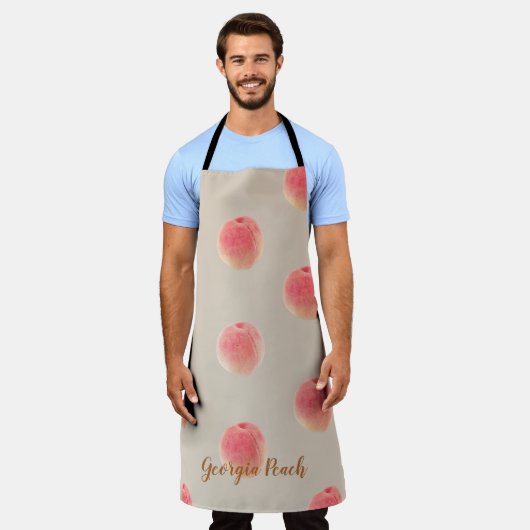 Peach Pattern Kitchen Apron – Peach State Style エプロン (着用した状態)