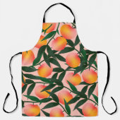 Peach pattern on pink background. Hand drawn fruit エプロン (正面)