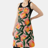 Peach pattern on pink background. Hand drawn fruit エプロン (インサイチュ)