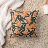 Peach pattern on pink background. Hand drawn fruit クッション (ブランケット)