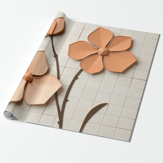 Peach Petal Mosaic Modern ラッピングペーパー (アンロールド)