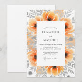 Peach Picturesque Botanical Wedding 招待状 (正面/裏面)