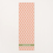 Peach Pink And Olive Green Trellis Pattern ヨガマット (正面)
