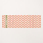 Peach Pink And Olive Green Trellis Pattern ヨガマット (正面(横))