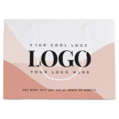 Peach & Pink Boho Add Company Logo Modern ラージペーパーバッグ (正面)