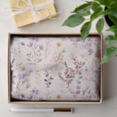 Peach Pink Boho Watercolor Wildflower 薄葉紙 (ギフト)