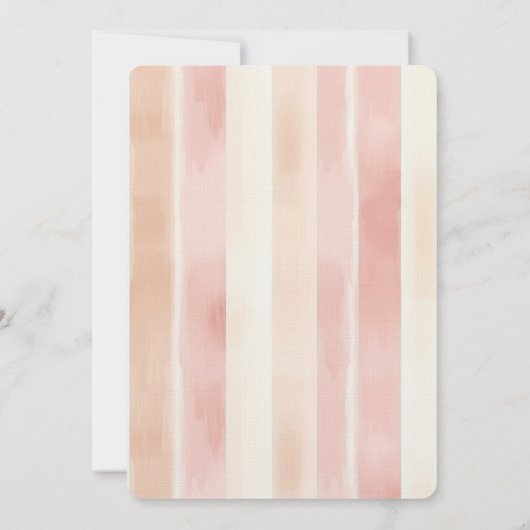 Peach Pink Cream Stripes Bridal Shower 招待状 (裏面)