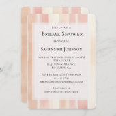 Peach Pink Cream Stripes Bridal Shower 招待状 (正面/裏面)