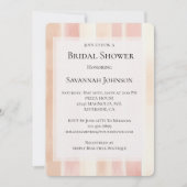 Peach Pink Cream Stripes Bridal Shower 招待状 (正面)