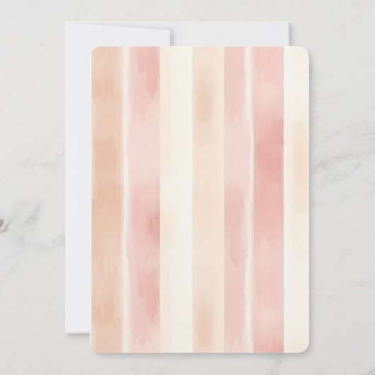 Peach Pink Cream Stripes Wedding 招待状 (裏面)