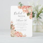 Peach & Pink Hydrangeas Floral Bridal Shower 招待状 (スタンド正面)