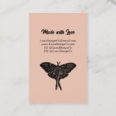 Peach Pink Mystical Luna Moth Blank Business Card 名刺 (裏面)
