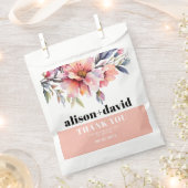Peach pink rhododendron, bold typography wedding フェイバーバッグ (クリップ留めされた状態)