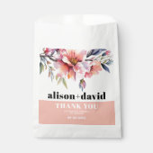 Peach pink rhododendron, bold typography wedding フェイバーバッグ (正面)