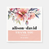 Peach-pink rhododendron flowers typography wedding スタンダードカクテルナプキン (正面)