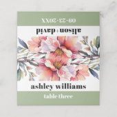 Peach-pink rhododendron flowers typography wedding プレイスカード (外部開封)