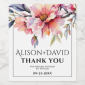 Peach-pink rhododendron flowers typography wedding ワインラベル (シングルラベル)