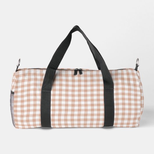 Peach Plaid Gingham Retro Color ダッフルバッグ (裏面)