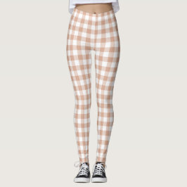 Peach Plaid Gingham Retro Color レギンス