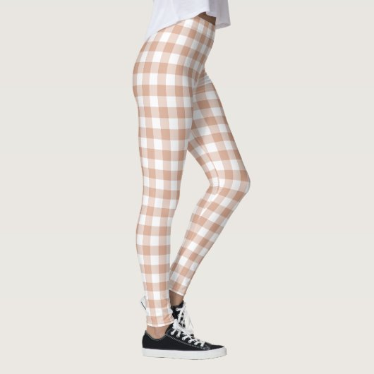 Peach Plaid Gingham Retro Color レギンス (右)