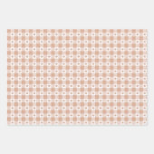 Peach Plaid Heart Gingham Retro Color ラッピングペーパーシート (正面)