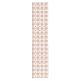 Peach Plaid Heart Gingham Retro Color Table Runner ショートテーブルランナー