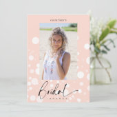 Peach Polka Dot Custom Photo Bridal Shower 招待状 (スタンド正面)