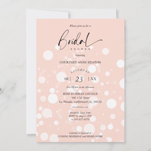 Peach Polka Dot Custom Photo Bridal Shower 招待状 (裏面)