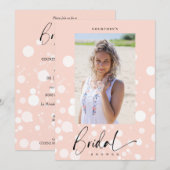 Peach Polka Dot Custom Photo Bridal Shower 招待状 (正面/裏面)